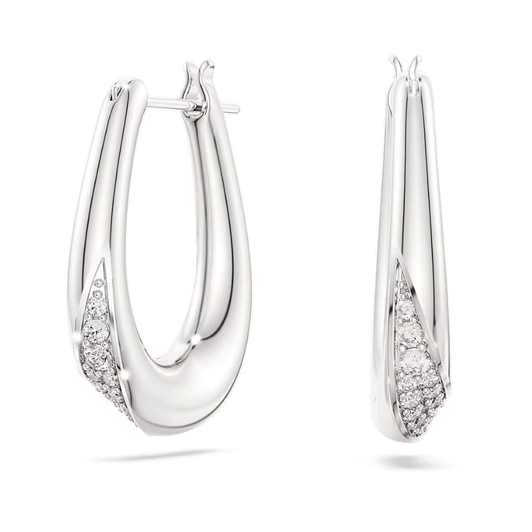 Niche Jewellery Swarovski Classica small hoop earrings in white sterling silver with round-cut crystal accents