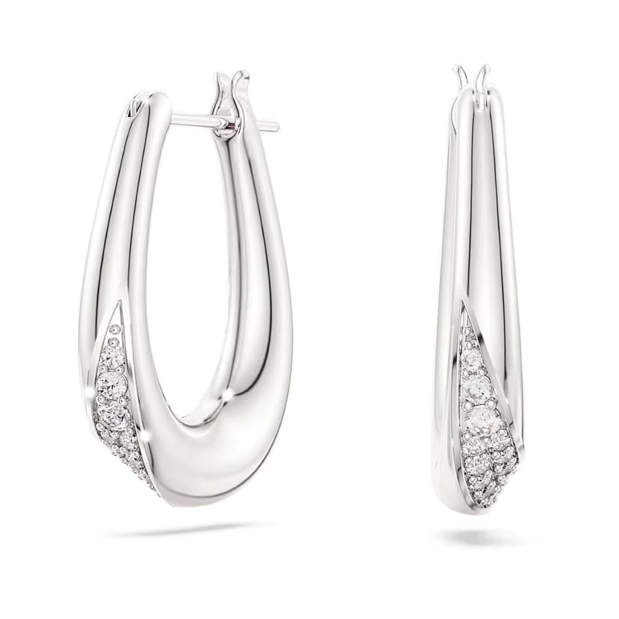 Niche Jewellery Swarovski Classica small hoop earrings in white sterling silver with round-cut crystal accents