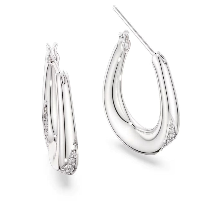 Niche Jewellery Swarovski Classica small hoop earrings in white sterling silver with round-cut crystal accents.