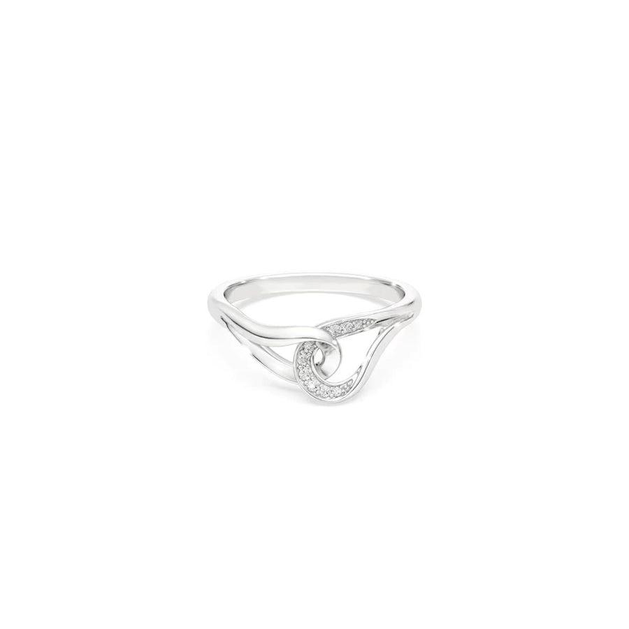 Niche Jewellery Swarovski Classica interlocking ring in white sterling silver with round-cut white stones.