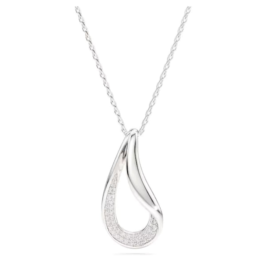 Niche Jewellery Swarovski Classica sterling silver pendant featuring a fluid calla lily design with zirconia stones.