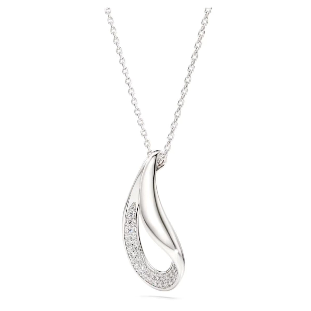 Niche Jewellery Swarovski Classica sterling silver pendant with a round cut zirconia stone in a calla lily design.