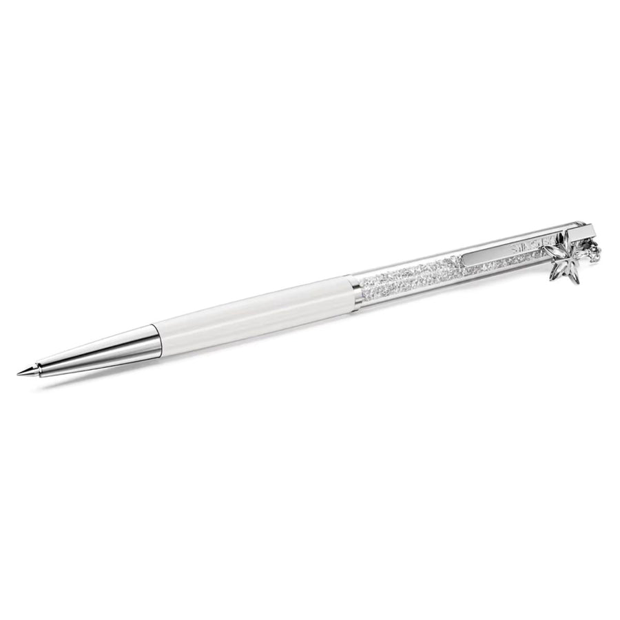 Niche Jewellery Swarovski Crystalline ballpoint pen in white with sparkling crystals and a chrome-plated star charm.