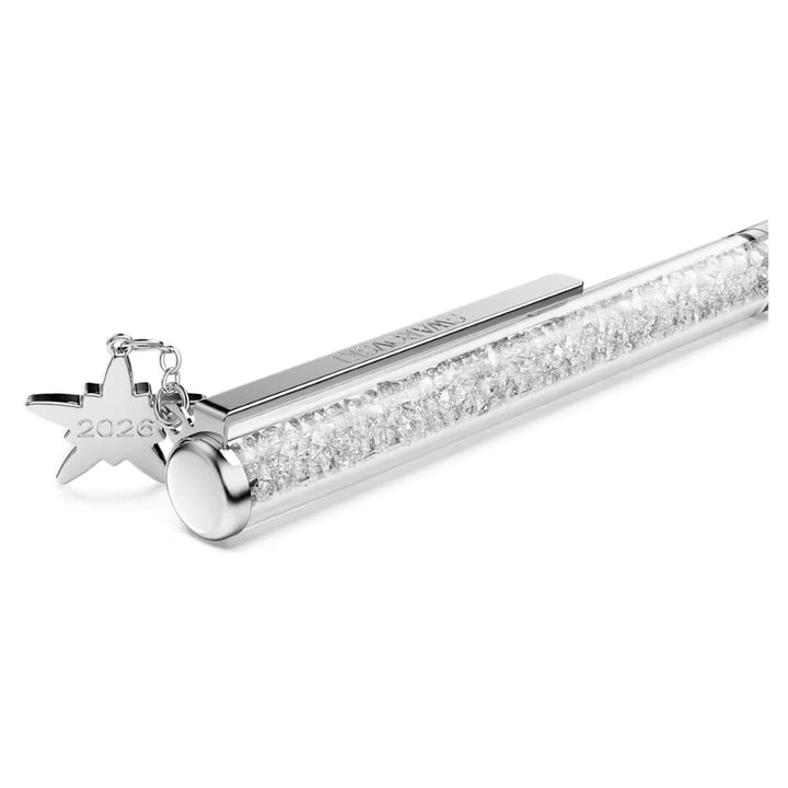 Niche Jewellery Swarovski Crystalline ballpoint pen with white crystals, chrome plating, and a 2026 star charm.