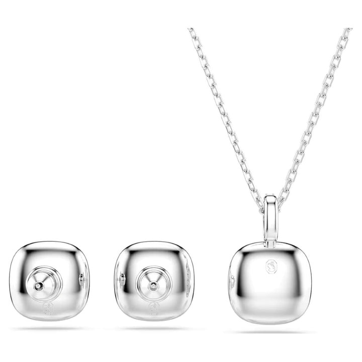 Niche Jewellery Swarovski Una Angelic cushion-cut pendant and stud earring set in rhodium-plated white metal