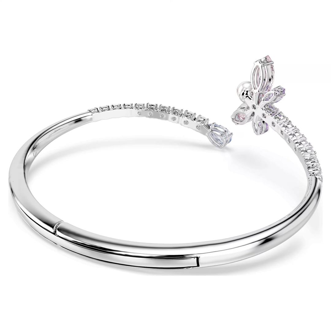 Niche Jewellery Swarovski x Ariana Grande rhodium-plated bangle featuring a multicolored crystal dragonfly motif.