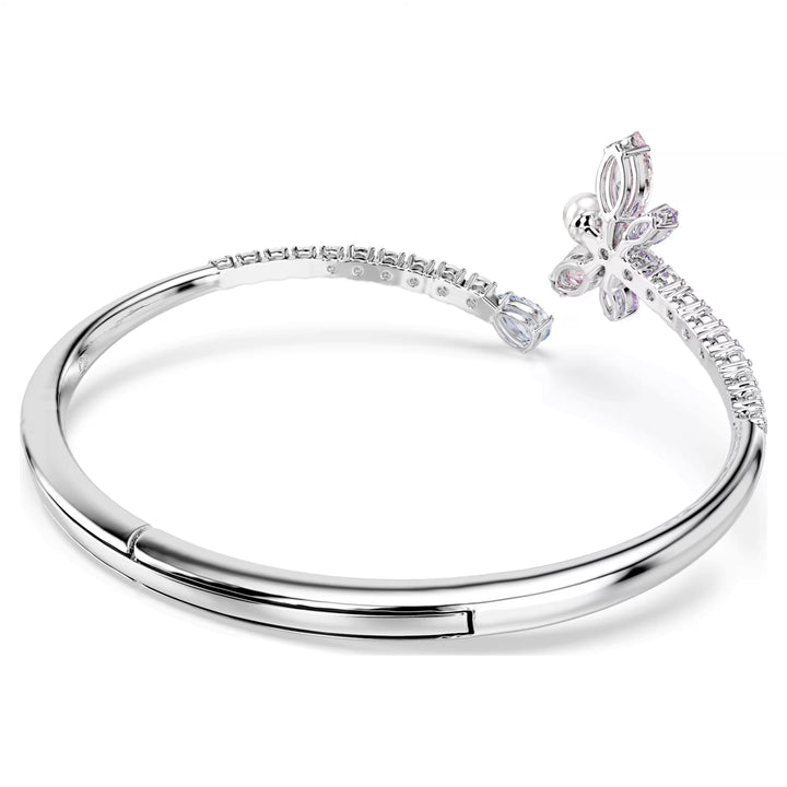 Niche Jewellery Swarovski x Ariana Grande rhodium-plated bangle featuring a multicolored crystal dragonfly motif.