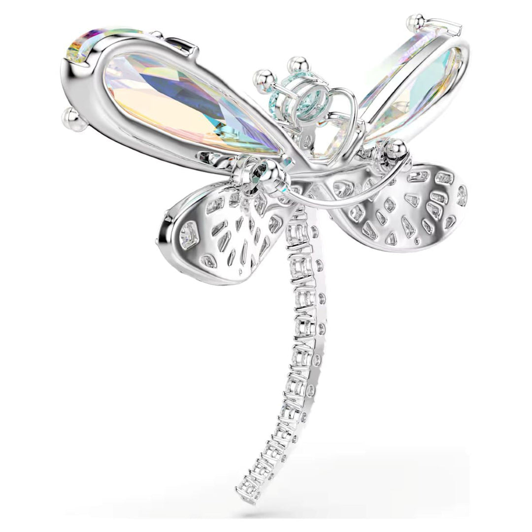 Niche Jewellery Swarovski x Ariana Grande dragonfly pendant and brooch in rhodium-plated metal with clear crystals.