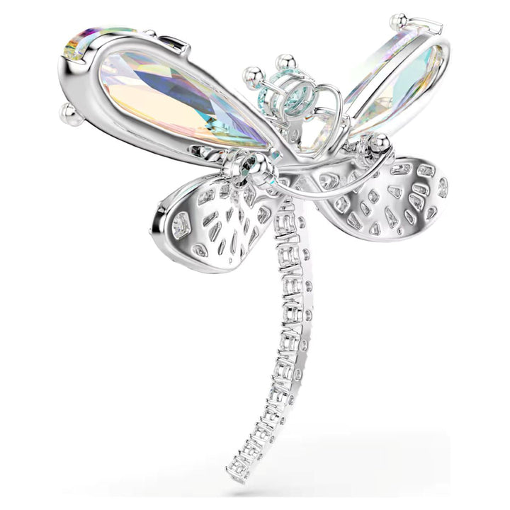 Niche Jewellery Swarovski x Ariana Grande dragonfly pendant and brooch in rhodium-plated metal with clear crystals.