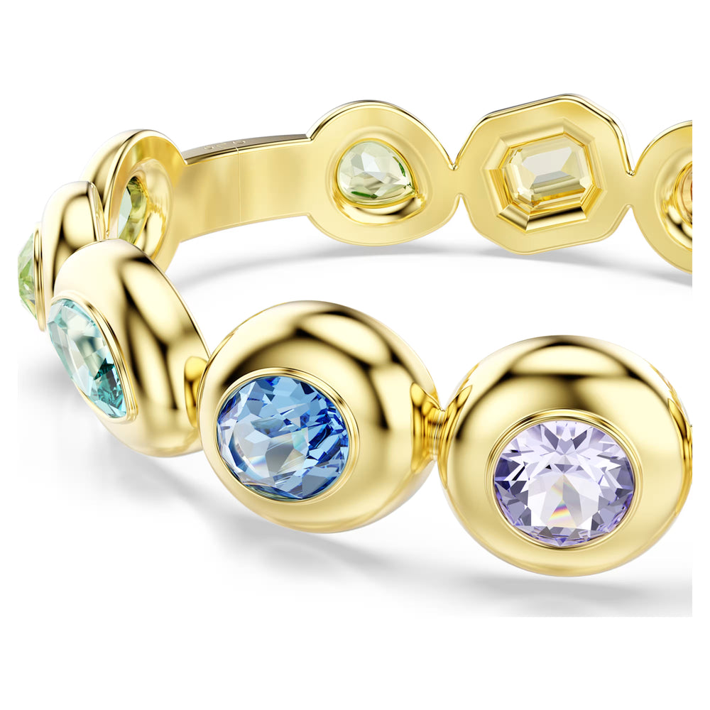 Niche Jewellery Swarovski Gema bangle featuring multicoloured crystals in mixed cuts set in gold-tone plating.
