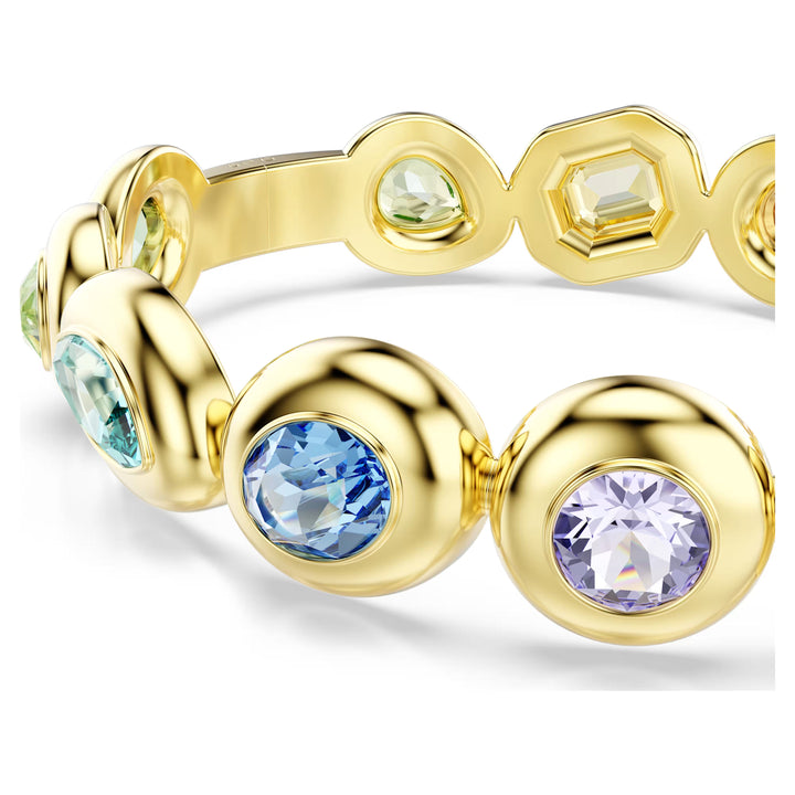 Niche Jewellery Swarovski Gema bangle featuring multicoloured crystals in mixed cuts set in gold-tone plating.