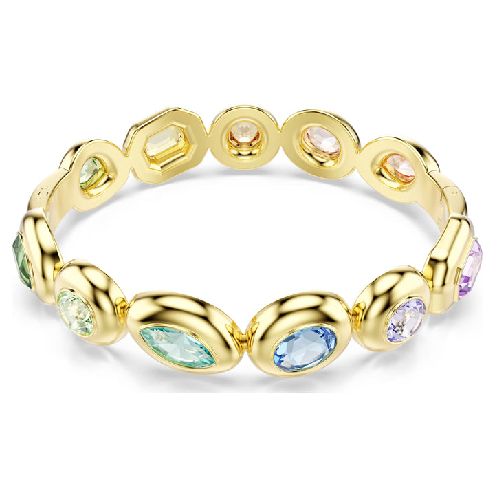 Niche Jewellery Swarovski Gema bangle featuring multicoloured crystals in mixed cuts set in gold tone plating.