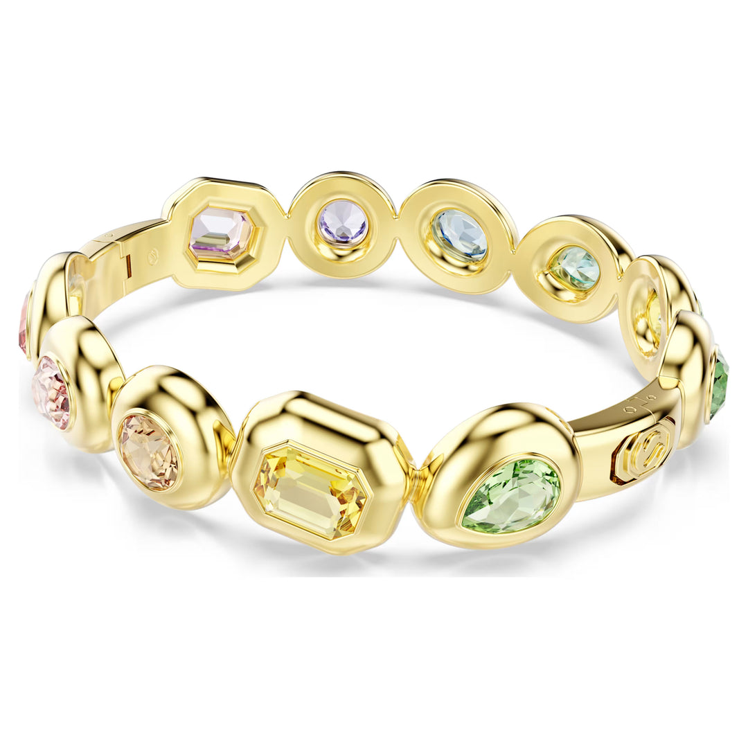 Niche Jewellery Swarovski Gema bangle featuring multicoloured crystals in mixed cuts set in gold-tone plating.