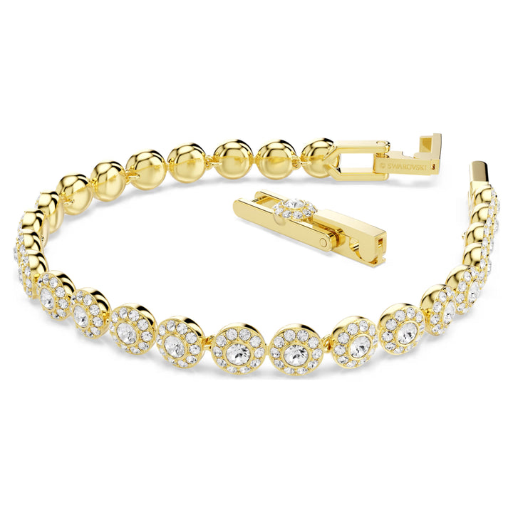 Niche Jewellery Swarovski Una Angelic bracelet featuring round-cut clear crystals and 18K gold-tone plating.