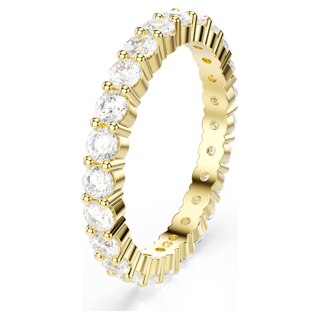 Niche Jewellery Swarovski Matrix Vittore band ring featuring round-cut white crystals on a gold-tone plated band.