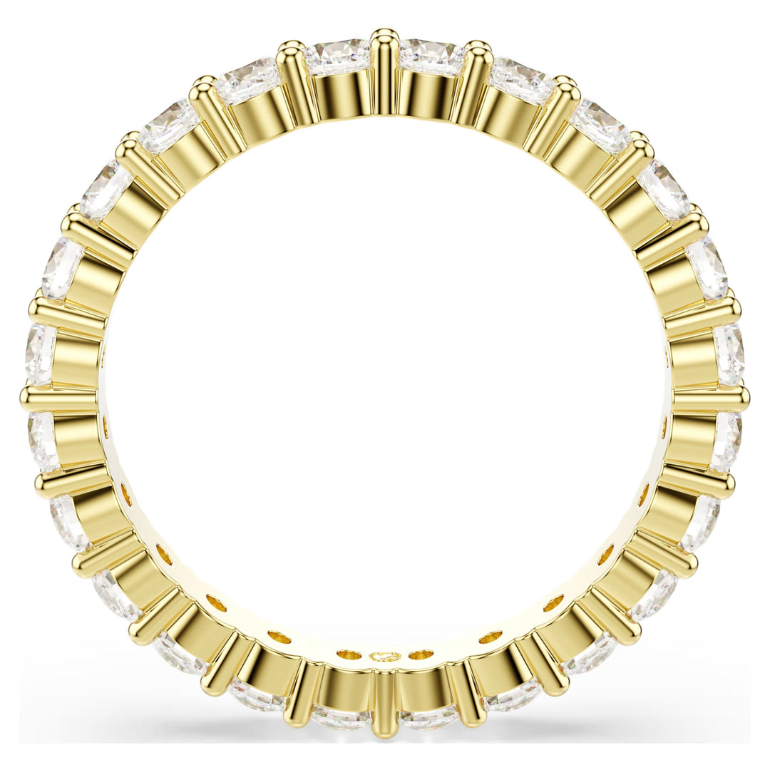 Niche Jewellery Swarovski Matrix Vittore band ring featuring round-cut white crystals on a gold-tone plated band.