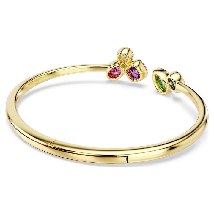 Niche Jewellery Swarovski Imber bangle featuring multicoloured mixed-cut crystals on an 18K gold-finished open band.
