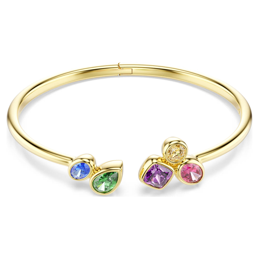 Niche Jewellery Swarovski Imber bangle featuring multicoloured mixed-cut crystals on an 18K gold-finished band.