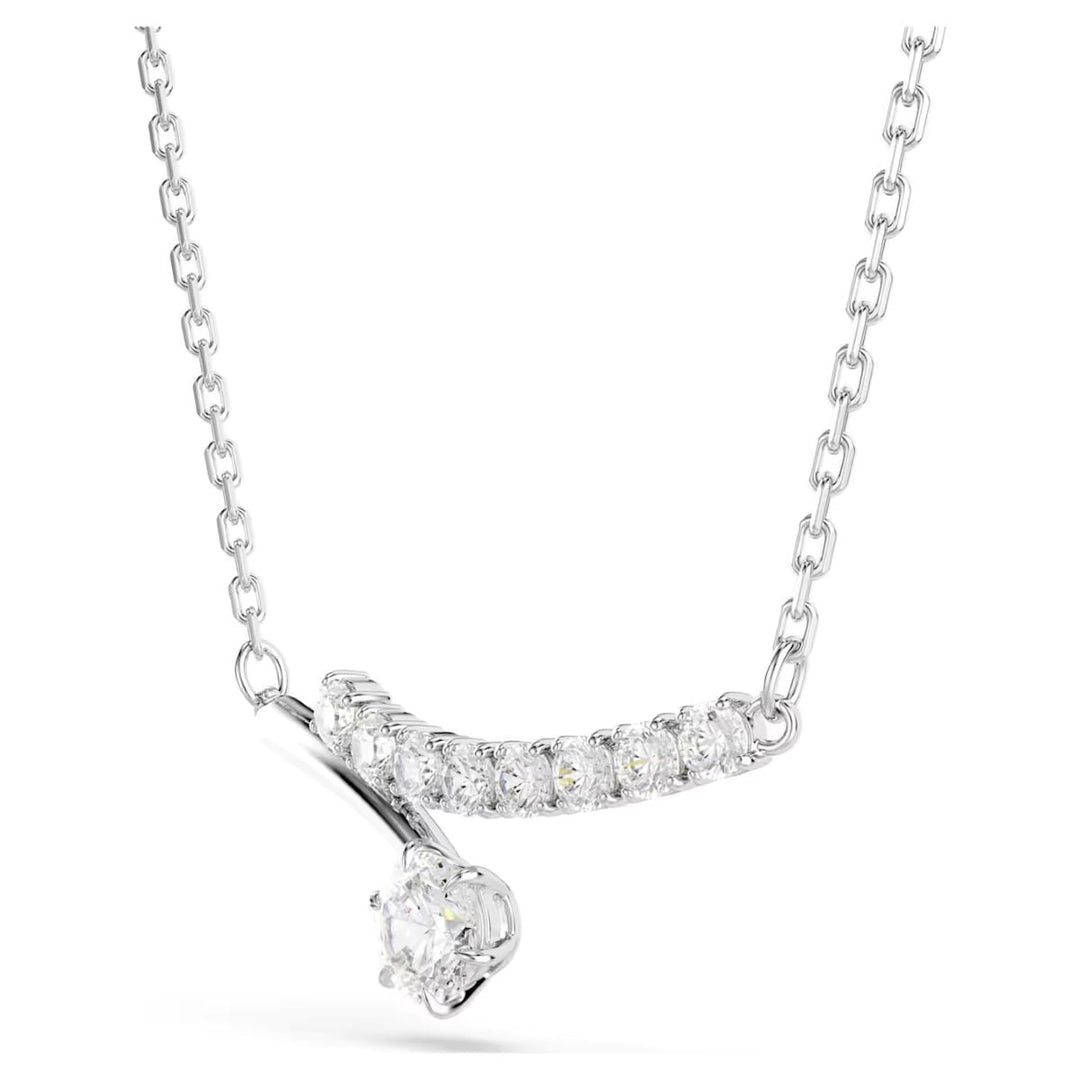 Niche Jewellery Swarovski Matrix necklace featuring a curved row of round-cut white crystals on a rhodium-plated chain