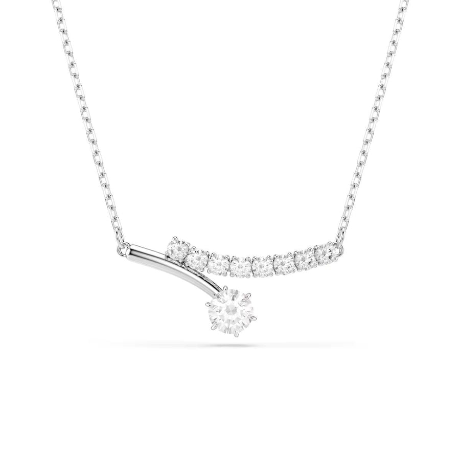 Niche Jewellery Swarovski Matrix necklace featuring a row of round-cut white crystals on a rhodium-plated chain.