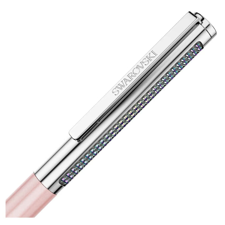 Niche Jewellery Swarovski Matrix Tennis ballpoint pen featuring a pink lacquered barrel and pink crystal inlay.