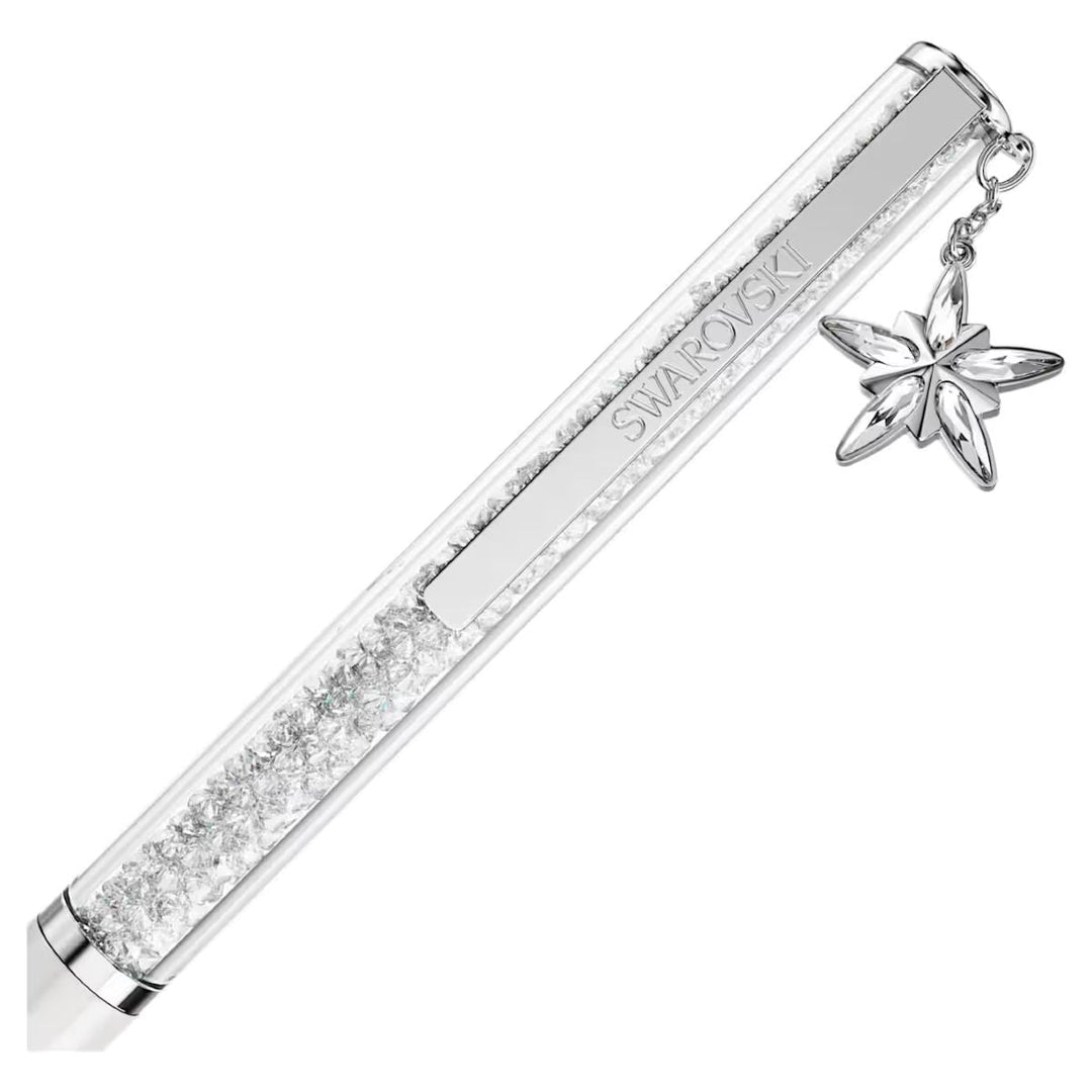 Niche Jewellery Swarovski Crystalline ballpoint pen in white with chrome plating and a dangling crystal star charm