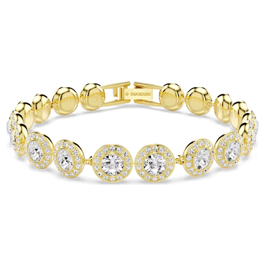 Niche Jewellery Swarovski Una Angelic bracelet in gold-tone plating with sparkling white crystal halo links.