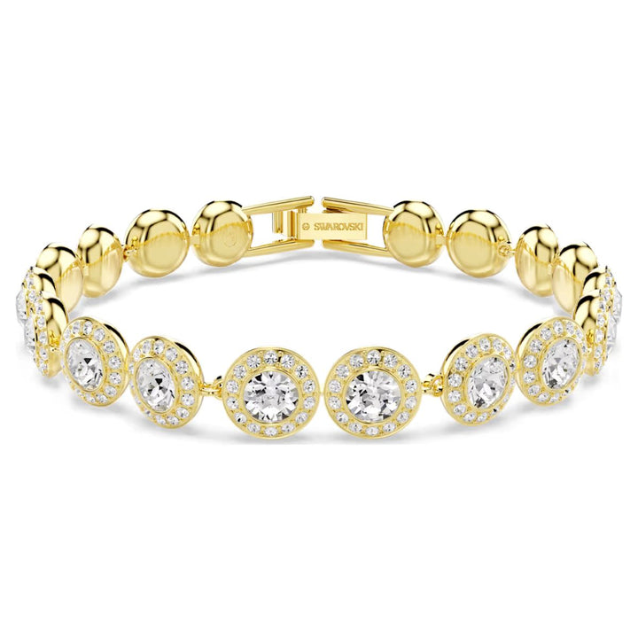 Niche Jewellery Swarovski Una Angelic bracelet in gold-tone plating with sparkling white crystal halo links.
