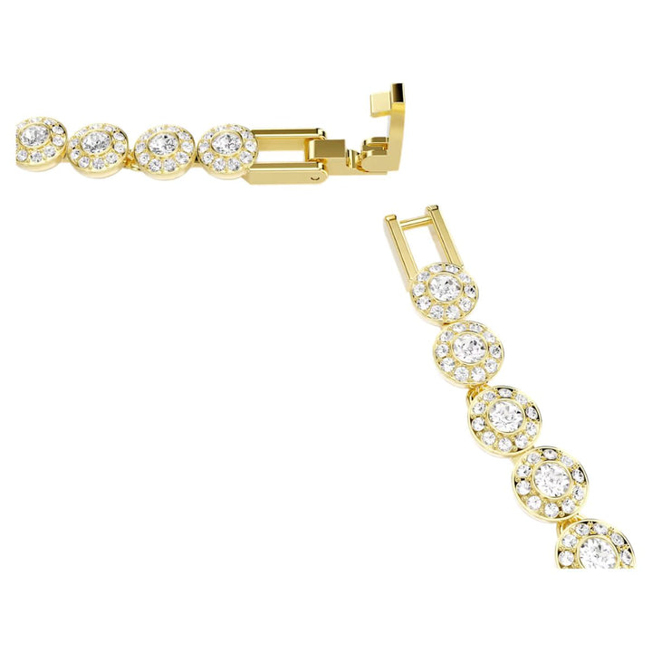 Niche Jewellery Swarovski Una Angelic necklace with gold tone plating and round cut crystals in a pavé halo setting
