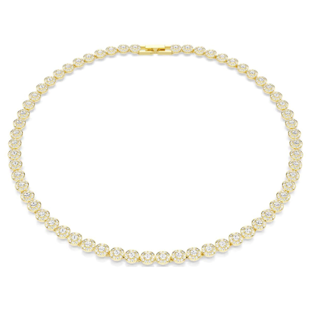 Niche Jewellery Swarovski Una Angelic necklace with round-cut crystals and clear pavé in gold-tone plating.