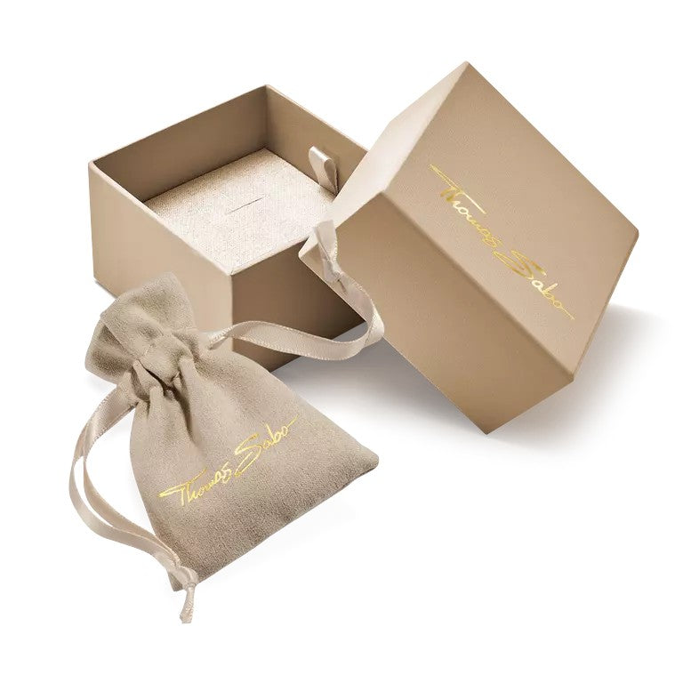 Niche Jewellery Thomas Sabo medium hoop earrings in yellow gold plated sterling silver, presented in branded box and pouch.