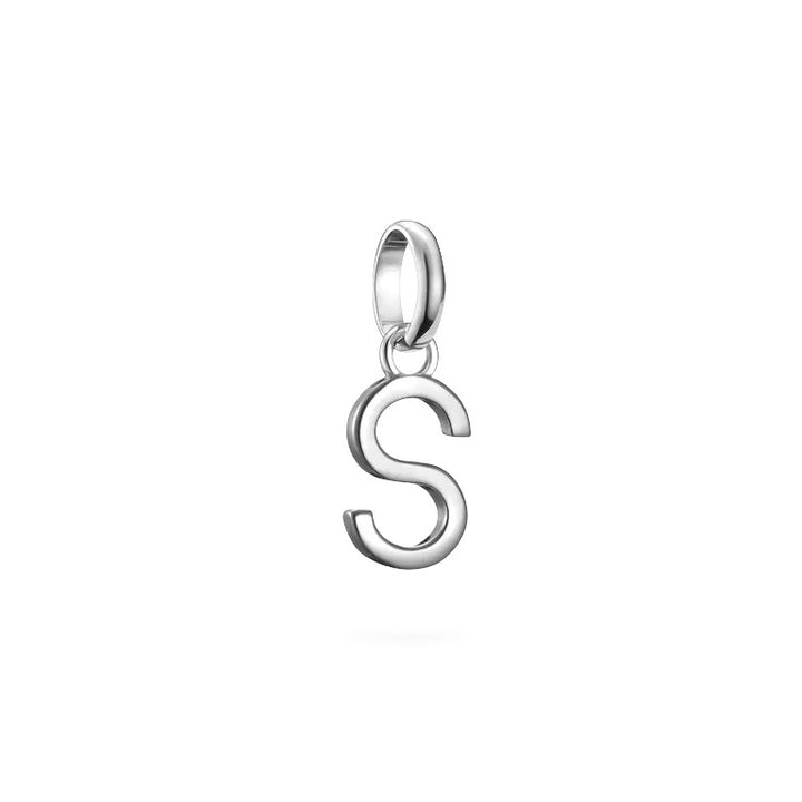 Niche Jewellery Thomas Sabo sterling silver letter S charm pendant with fine eyelet for bracelets and necklaces.