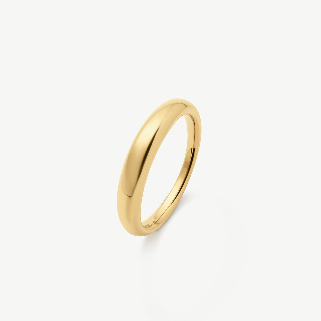 Niche Jewellery gold dome ring with a smooth, rounded finish. Minimalist and tarnish-resistant.