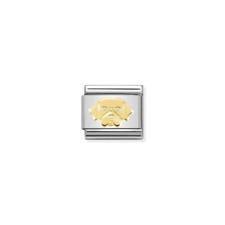 Niche Jewellery stainless steel charm with 18K gold Golden Retriever dog face.