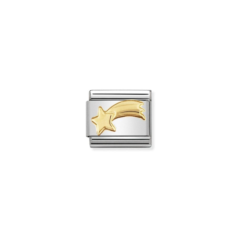 Niche Jewellery sterling silver charm with gold plating, featuring a shooting star design. Symbol of positivity.