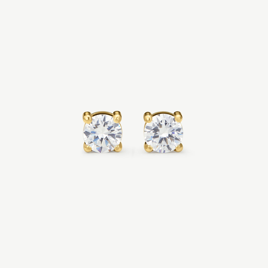 Niche Jewellery Classic Tennis Gold Stud Earrings with clear cubic zirconia.