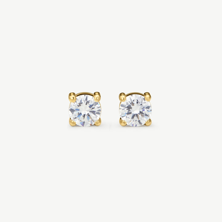 Niche Jewellery Classic Tennis Gold Stud Earrings with clear cubic zirconia.