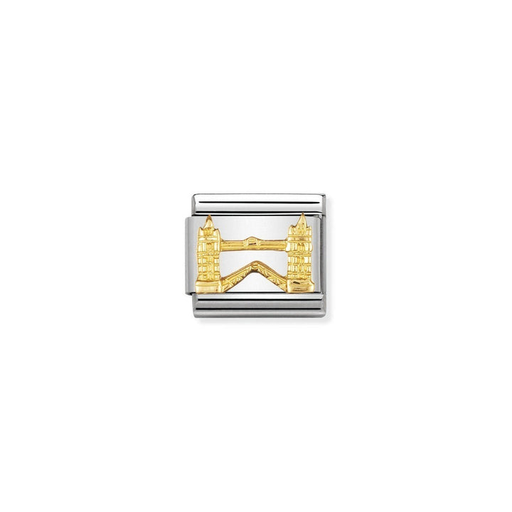 Niche Jewellery stainless steel charm with 18k gold Tower Bridge detail.