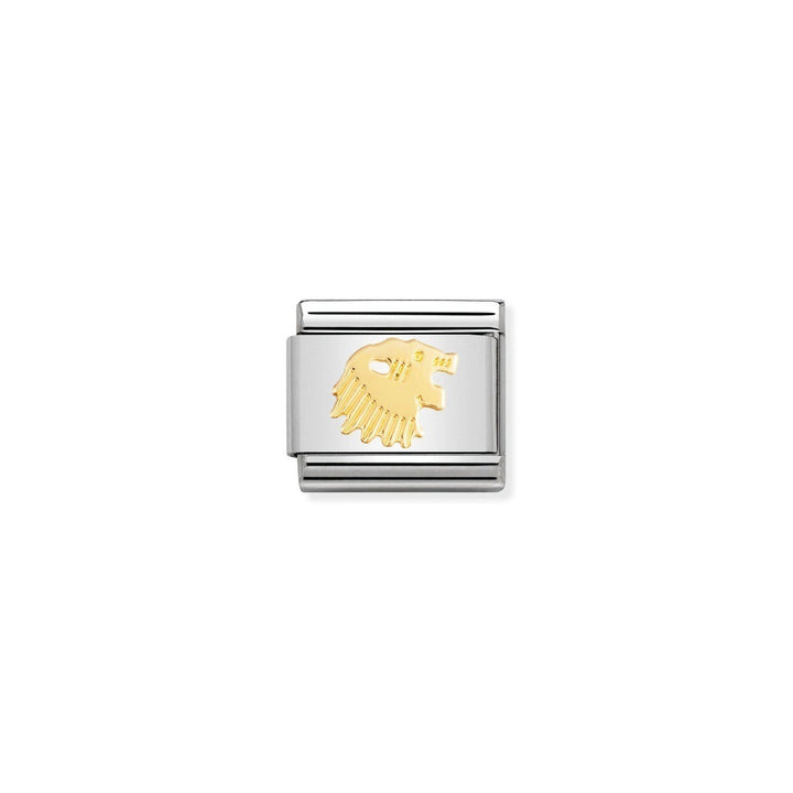 Niche Jewellery stainless steel and 18k gold Leo zodiac charm with lion symbol.