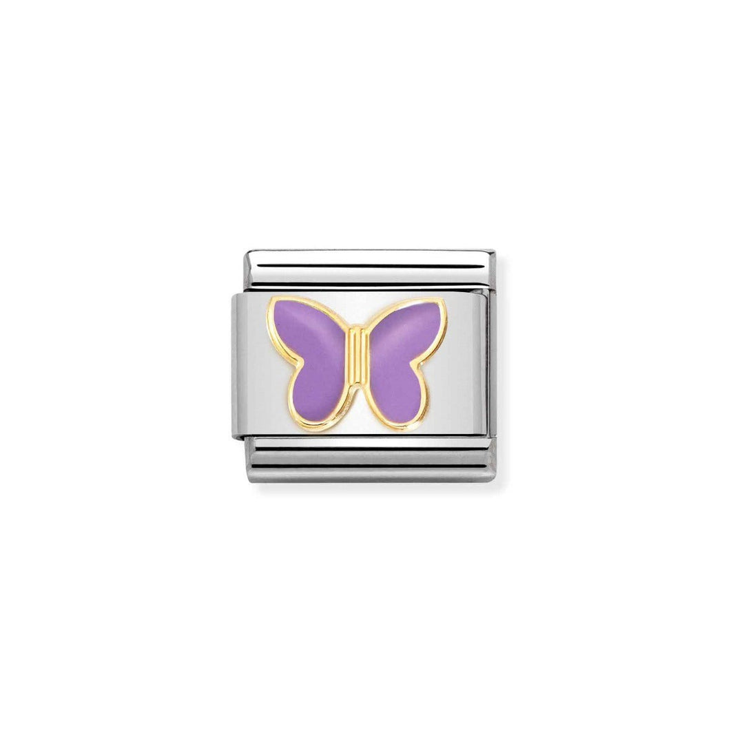 Niche Jewellery Nomination gold and lilac enamel butterfly charm for bracelets.