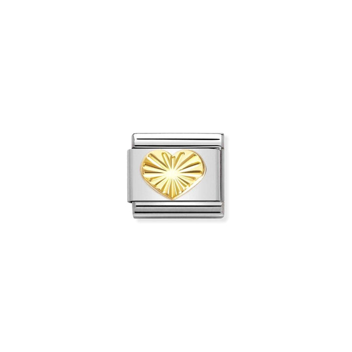 Niche Jewellery Nomination Classic stainless steel charm with a gold sunray heart.