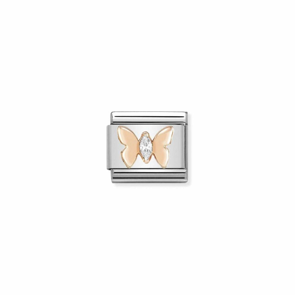 Niche Jewellery Nomination Classic charm with rose gold butterfly and zirconia detail.