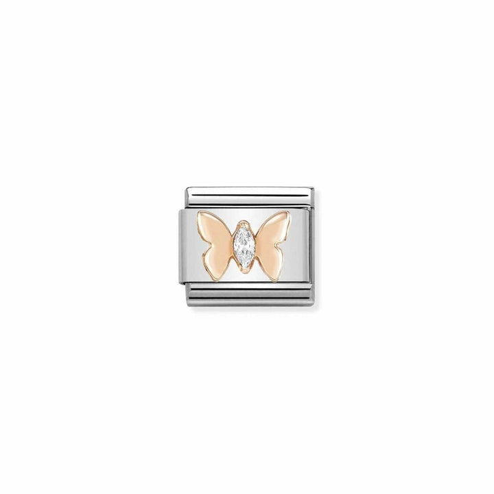 Niche Jewellery Nomination Classic charm with rose gold butterfly and zirconia detail.