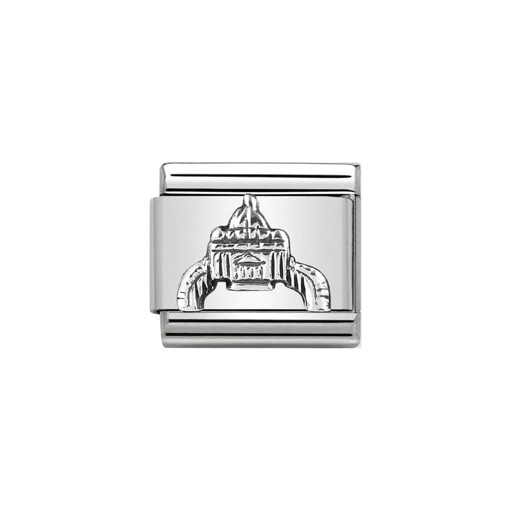 Niche Jewellery Nomination silver charm featuring a detailed relief of St. Peter's Square architecture, designed for charm bracelets.