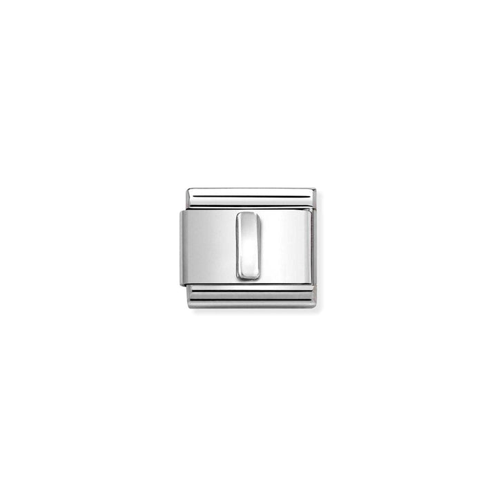 Niche Jewellery oxidised silver charm featuring the letter I. Classic design with a polished finish.