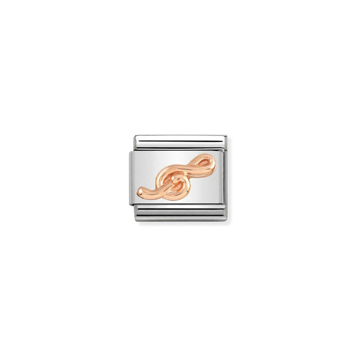 Niche Jewellery stainless steel charm with rose gold treble clef design. Compatible with Nomination Composable bracelets.