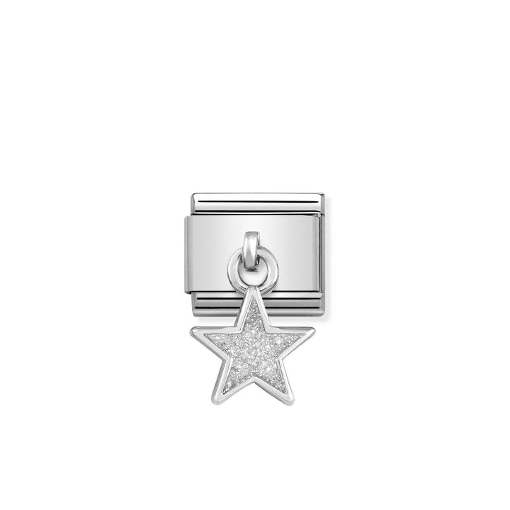 Niche Jewellery sterling silver charm with a glitter-covered star drop, designed for Nomination Composable bracelets.