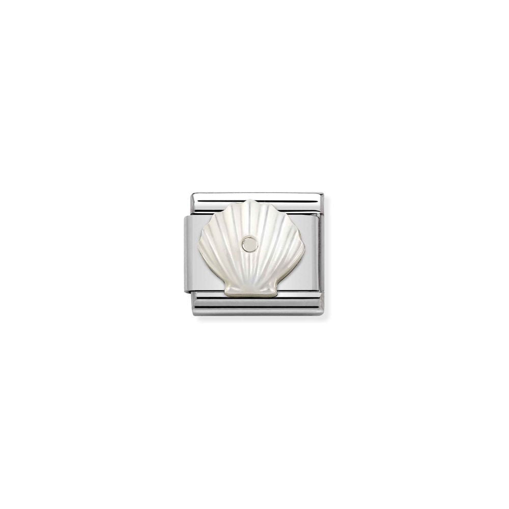 Niche Jewellery silver charm with a white mother of pearl shell design. Classic Nomination style.