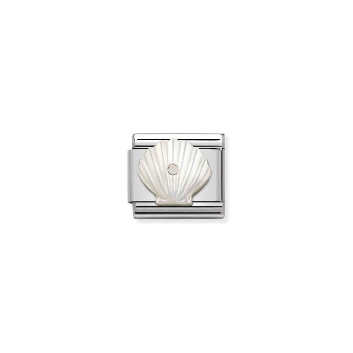 Niche Jewellery silver charm with a white mother of pearl shell design. Classic Nomination style.