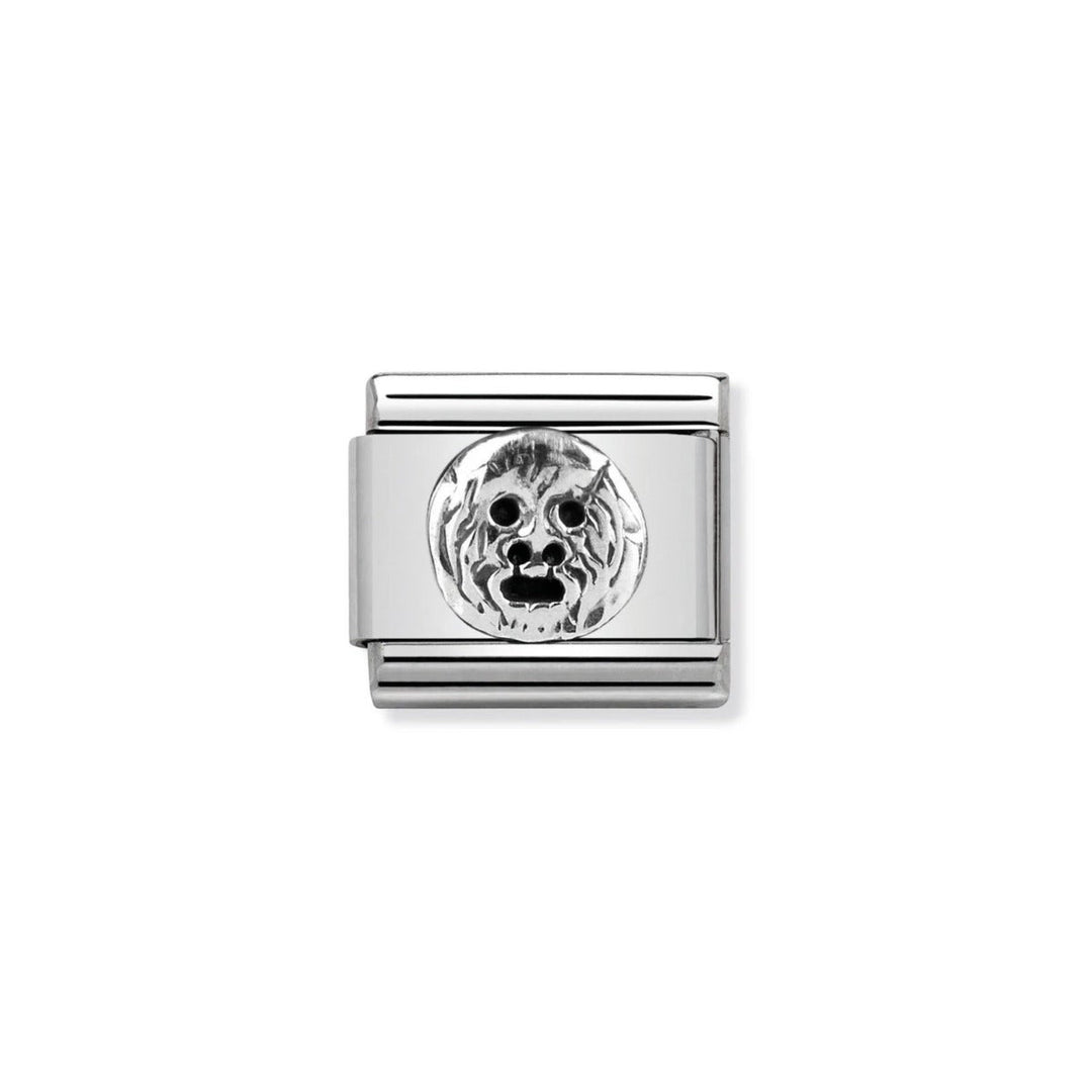 Niche Jewellery silver charm featuring the Mouth of Truth face, symbolising the Roman monument.